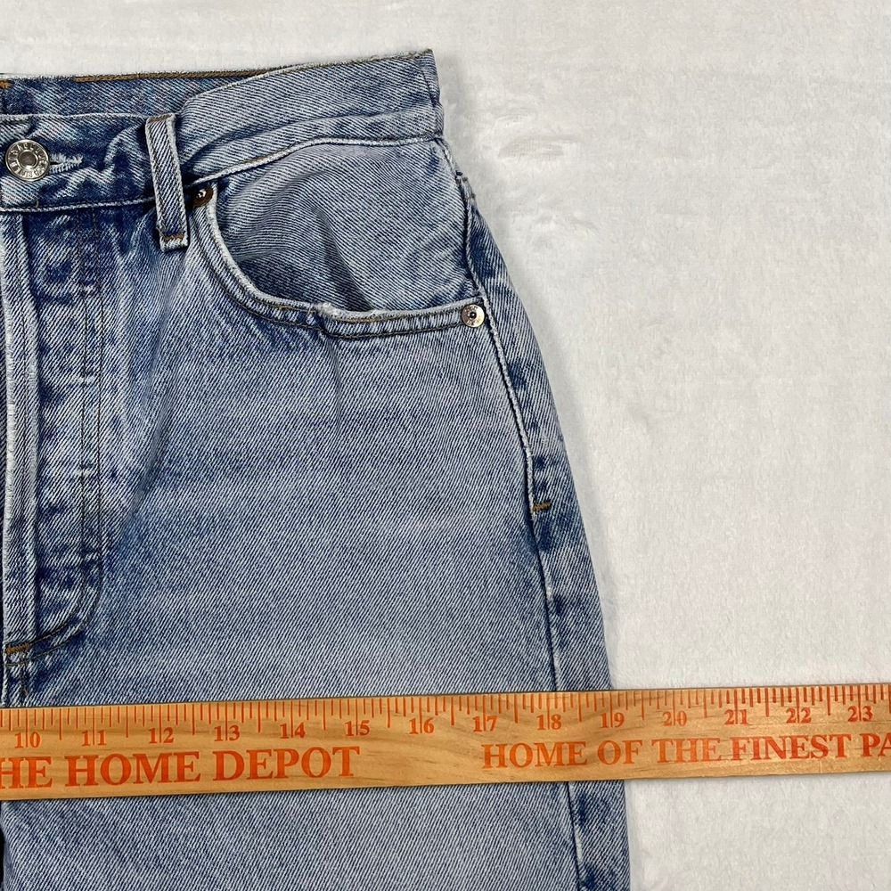 Agolde Riley High Rise‎ Straight Crop Jeans Light Indigo Raw Hem Women's 27x26 - Picture 8 of 14